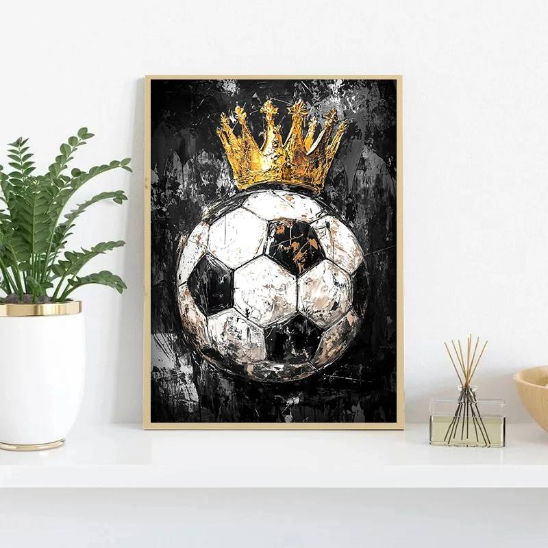 1pc Frameless Canvas Soccer Basketball Baseball Golden Crown Poster Print Ball Graffiti Wall Art Picture for Home Decor
