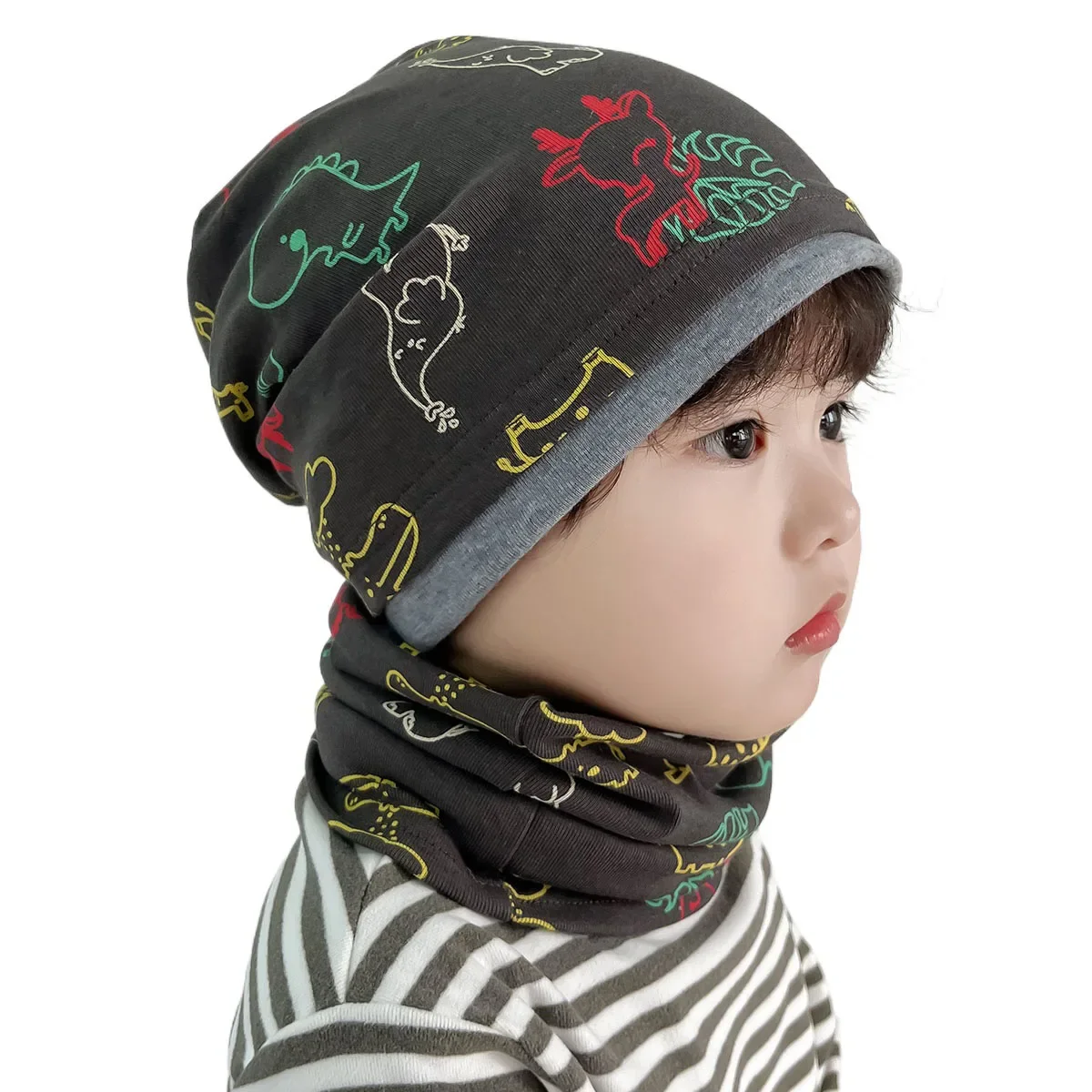 

High Quality Cotton Baby Hat Scarf Set Panda Spacecraft Autumn Winter Hat for Girls Boys Warm Children Beanies Baby Neck Scarf