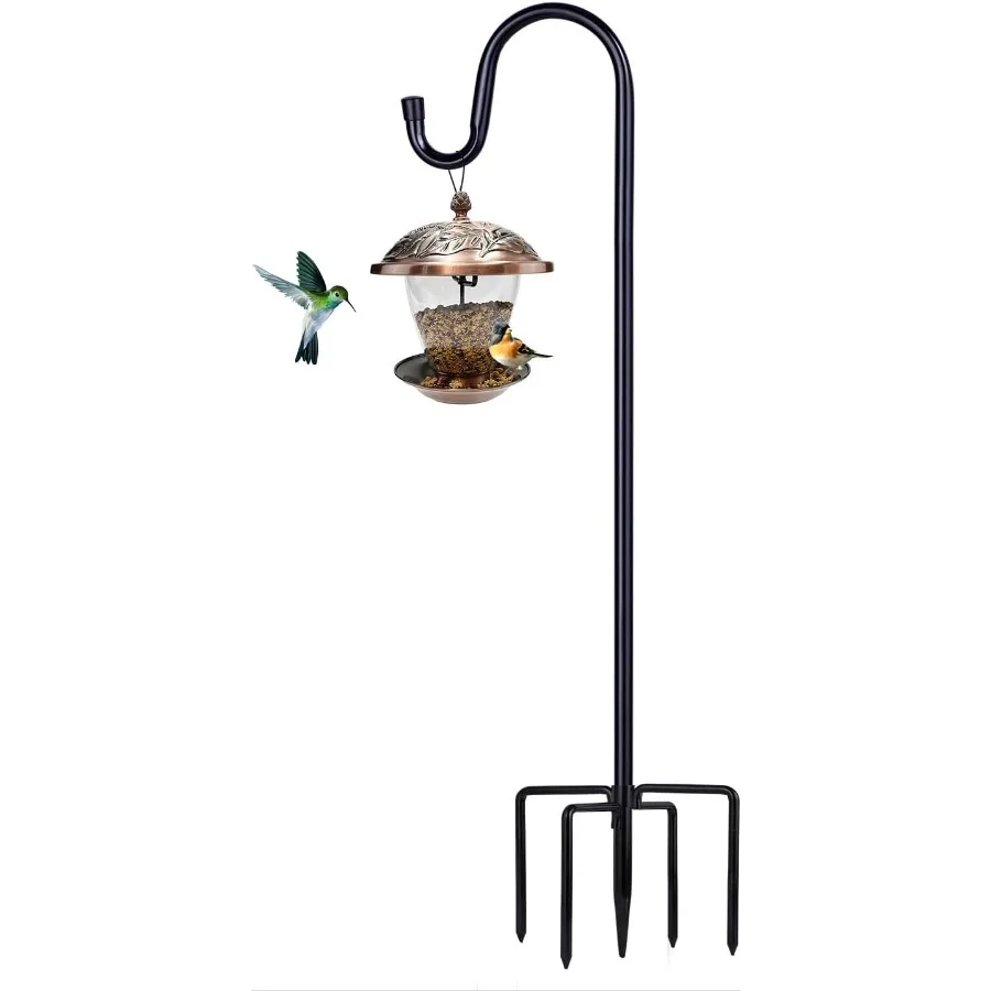 

Shepherd Hooks for Outdoor 1 Pack 62 Inch Bird Feeder Pole with 5 Prongs Base for Hanging Lantern Hummingbird Feeder Lightweigh