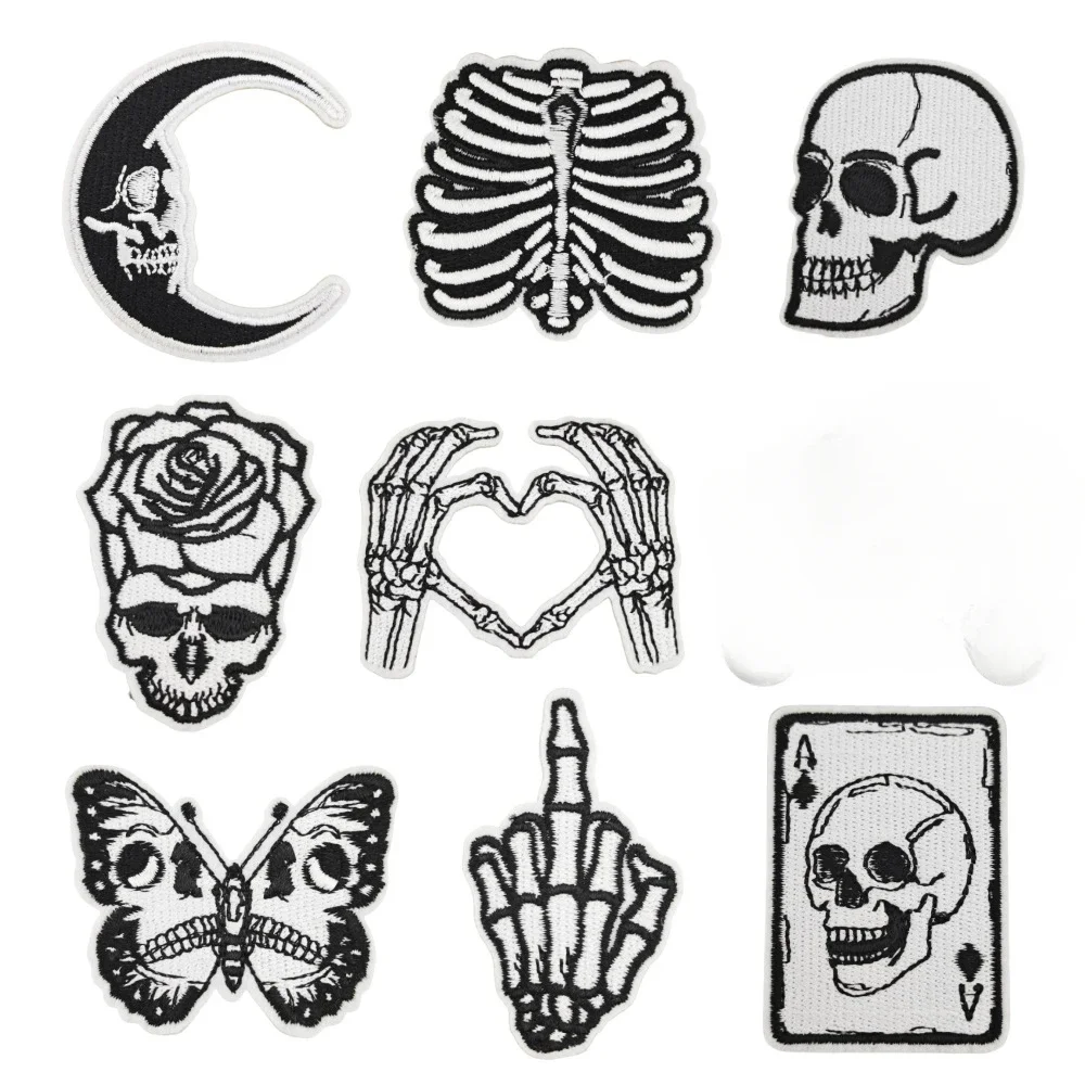 Cartoon Embroidered Skull Patches For Clothing DIY Jeans Backpack Decoration Sewing Badge Fabric Appliques