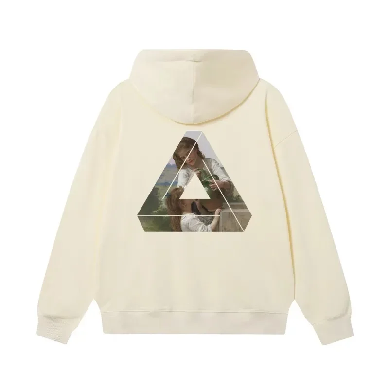 DESIER CFZY Trendy Triangle Oil Painting Print Hoodie Unisex Lightweight Hip Hop Top for Couples Versatile Streetwear Sweatshirt