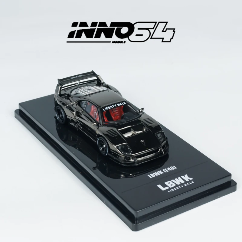 INNO 1:64 LBWK F40 Chrome Black Electroplating Black alloy car model