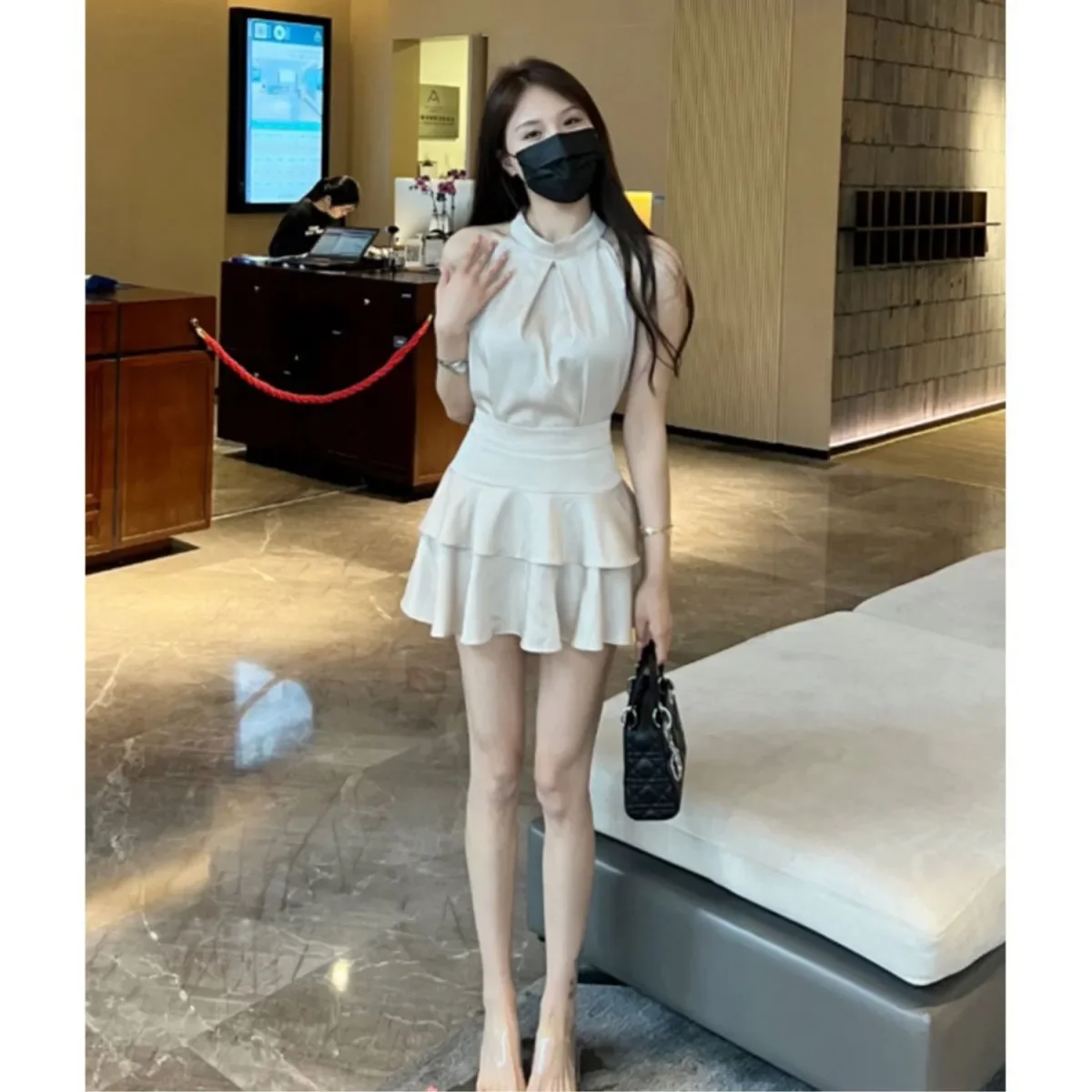 

Mature Style Sleeveless Neck Dress Two-Piece Set 2026 Summer Elegant Goddess Yujie Wear