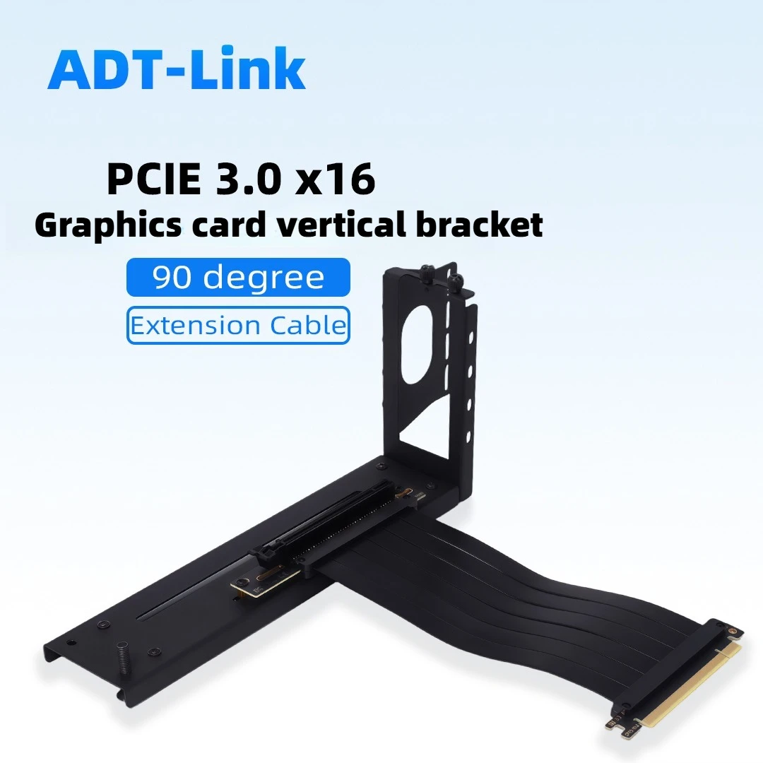 

PCIE 3.0 X16 Riser Cable 90 Degree Bend Adapter Graphics Card GPU Extension Vertical Bracket Holder Mount 2-speed Adjustment