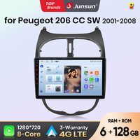 Junsun Android Wireless CarPlay Auto Car Radio For Peugeot 206 206CC 206SW 2001-2008 Intelligent Systems DSP SWC RDS GPS FM BT