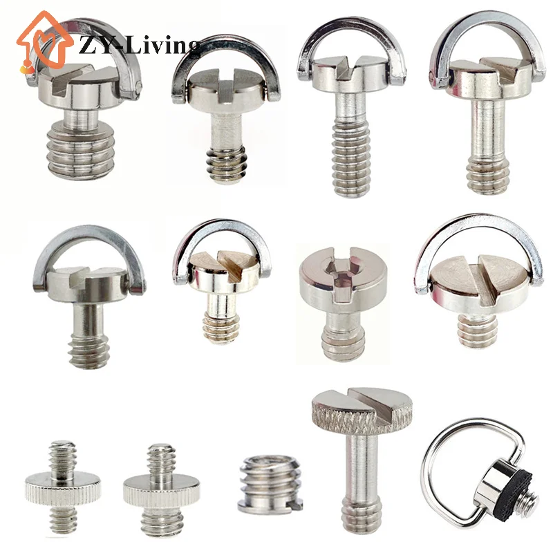 Adaptador de Parafuso de Montagem D-Ring de 1/4 de Polegada para Câmera, Filmadora, Tripé e Monopé com Placa de Liberação Rápida QR