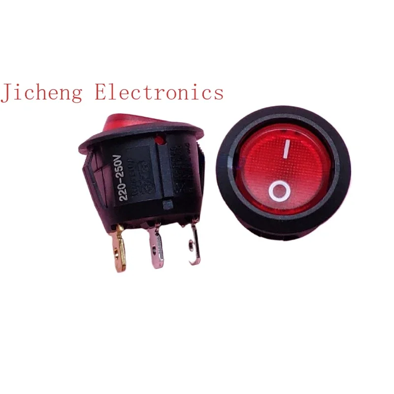 

10PCS Rocker switch 220V red round boat with light R13-112BR