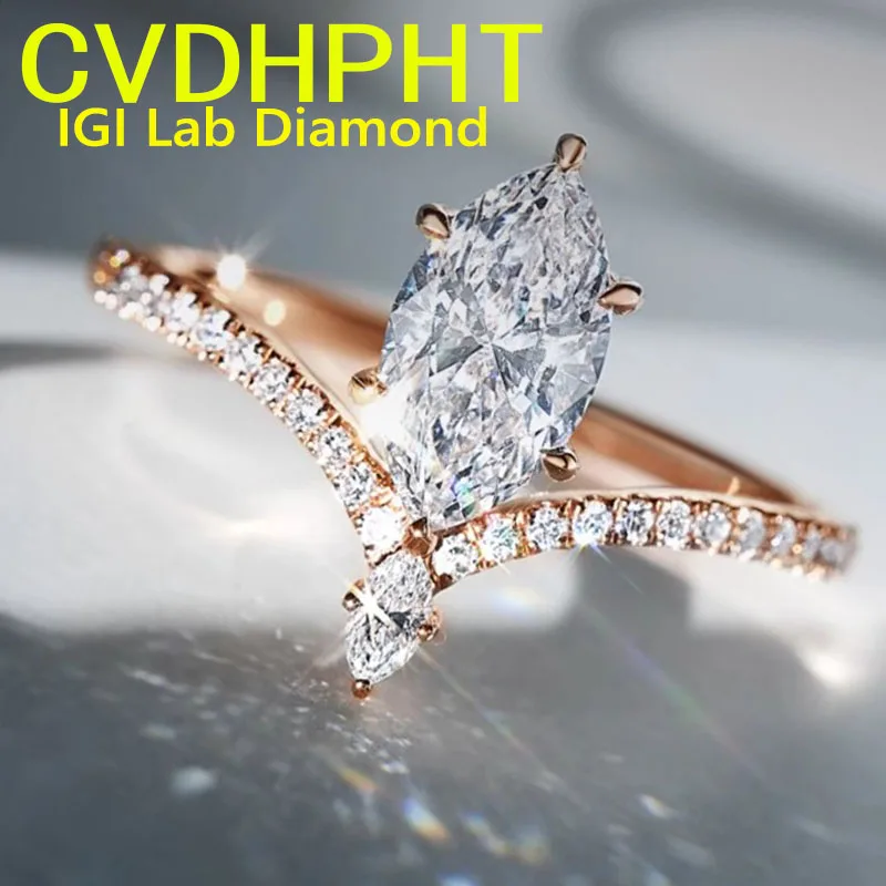 

Роскошное частное индивидуальное индивидуальное настоящее желтое золото 14 карат IGI, выращенное в лаборатории кольцо с бриллиантом в форме маркизы, обручальное кольцо с бриллиантом Фабрика