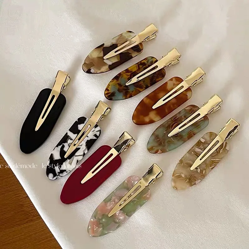 Hair Clip Duck Bill Clip Seamless Edge Clip Gold Label Hairpin Bang Broken Girl Makeup Headgear Hairpin Black 1Pc Acetate Korean