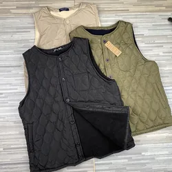 Autumn Winter Men Vest Jacket Single-breasted Quilted Cotton Fleece Warm Gilet Homme O Neck Sleeveless Casual Waistcoat