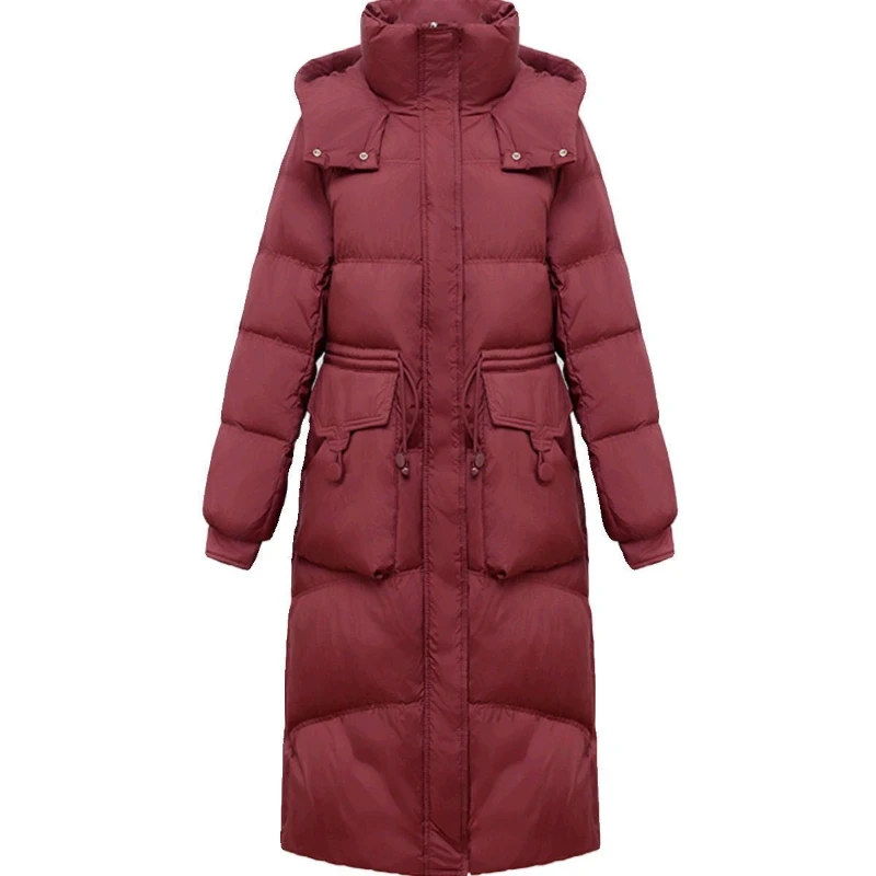 

Long Knee-length Waist-cinching Thick Coat Ankela Red Cotton-padded Outwear New Winter 2025 Down Cotton-padded Jacket Women