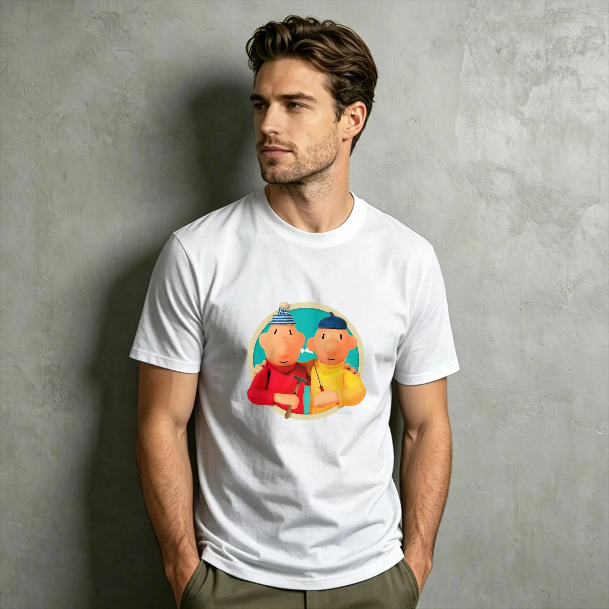 Amazing Pat & Mat T-Shirt for Men Crewneck Pure Cotton T Shirt  Short Sleeve Tees Graphic Clothing