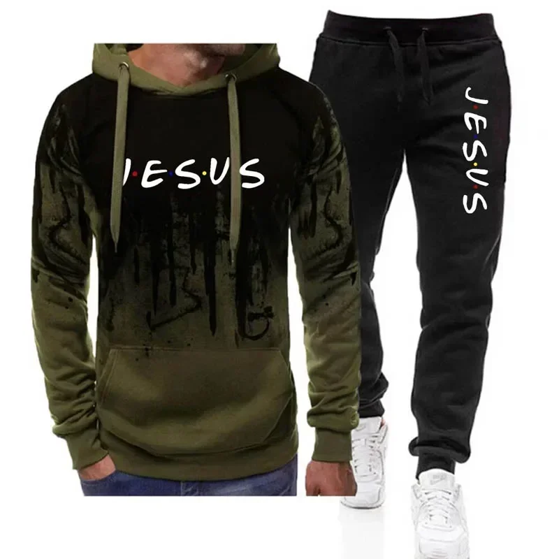 Cool imprimé Splash Ink Hoodies + pantalons de survêtement pour hommes sweat-shirt 2 pièces imbibés Casual Fitness mâle Sportedly S-4XL 2024