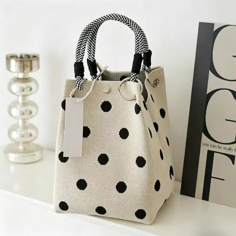 New Summer Knitted Bucket Handbag Portable Commuting Coin Purse For Work And Travel Stylish City Simple Handbag