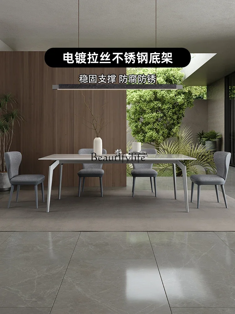 

yj5Italian Simple Luxury Jade Stone Dining Table Light Luxury High-End Modern Minimalist