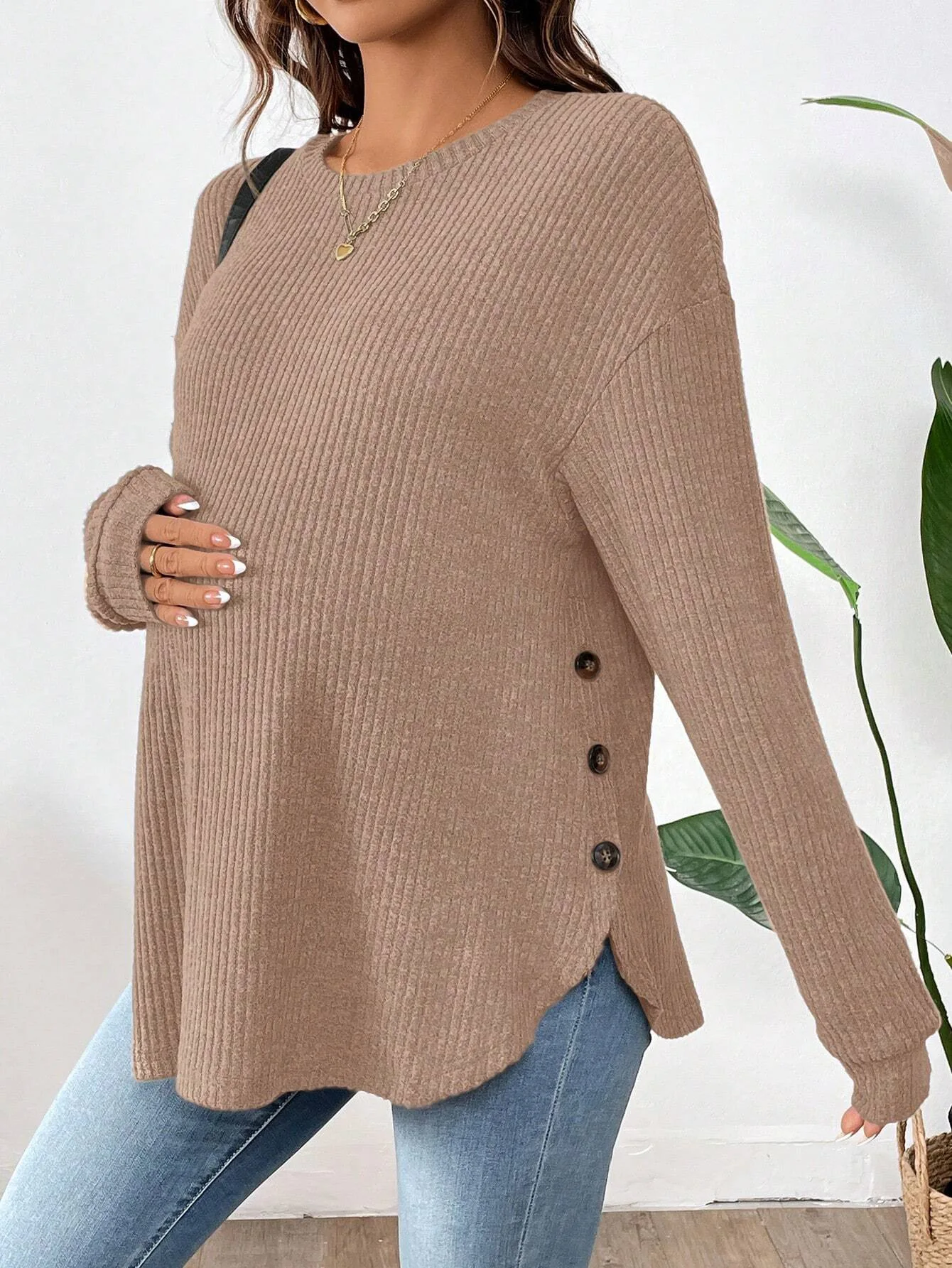 Maternity Clothes Premama Long Sleeve Blouse Fall Winter Loose Pregnant Women O-Neck Sweater T-Shirts Sweatshirt Pullover Tops