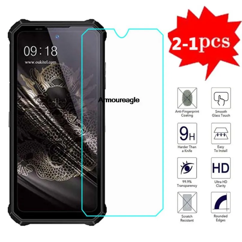 2-1pcs 9h protective glass for oukitel wp21 tempered glass screen protector film for oukitel wp21 wp 21 pelicula de vidrio