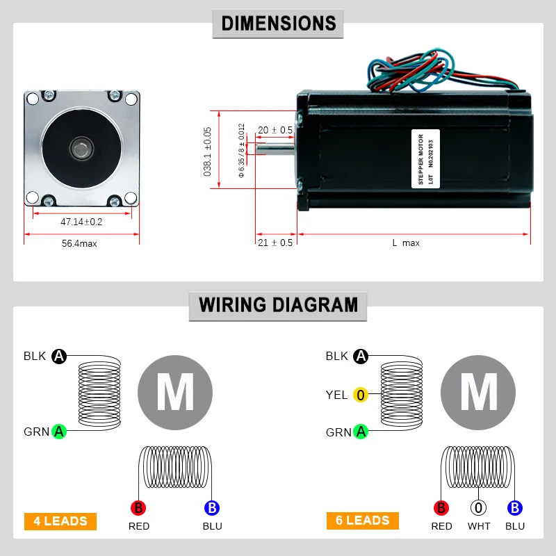 4 Axis NEMA23 Stepper motor 3N.m 57 DC motor  425 Oz-in+Driver TB6600 DM542 DM556 with MACH3 Controller card For CNC Engraver