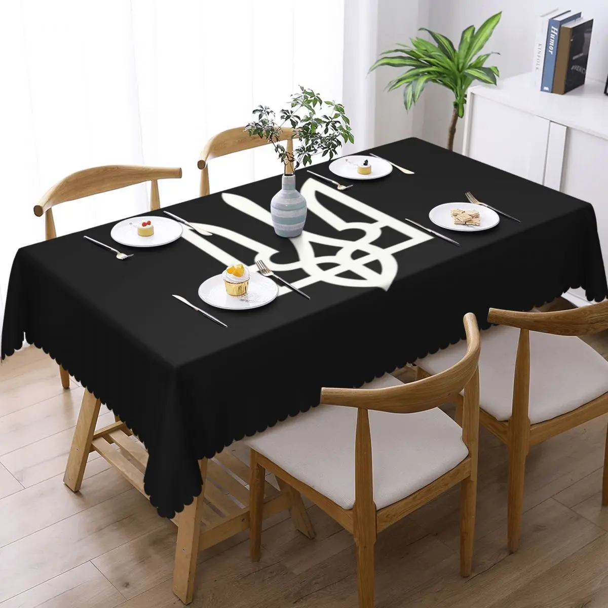 Customized Ukraine National Emblem Tablecloth Rectangular Waterproof Table Cloth Cover for Kitchen