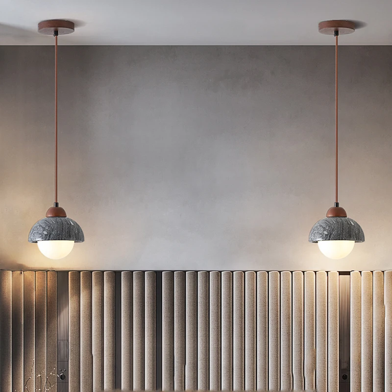 

Natural Marble Bedside Chandelier Flower Bud Modern Light Luxury Simple Homestay Wabi Sabi Designer Italian Led Pendent Lamp