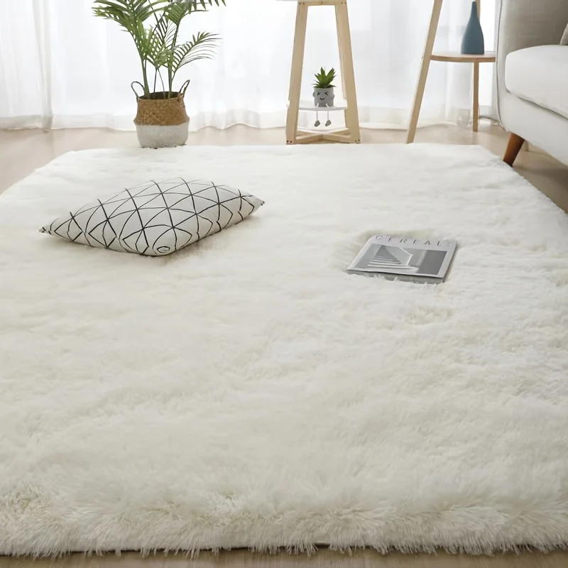 VIKAMA White Shaggy Rug Fluffy Long Pile Area Rug Non Slip Soft Plush Carpet for Living Room Bedroom Nursery Girls Room Decor