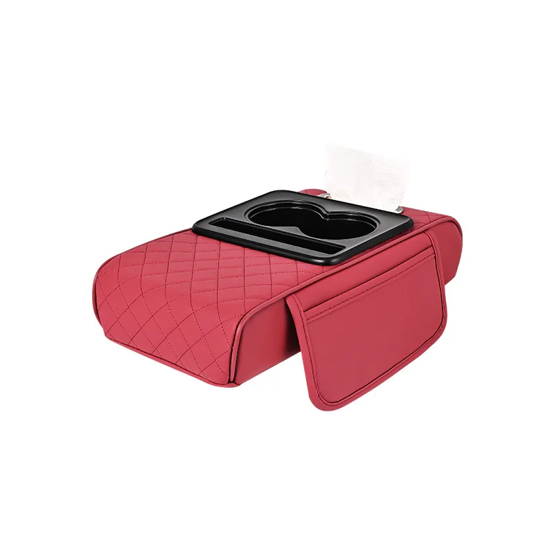 Universal Car Armrest Storage Box, Multifunction Center Console Organizer with Tissue Holder and Cup Holder
