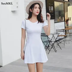A Line Mini Summer Dresses Women 2026 Fashion Casual Short White Beach Vestidos Korean Style Sweet Girls Slim Sexy Black Dress
