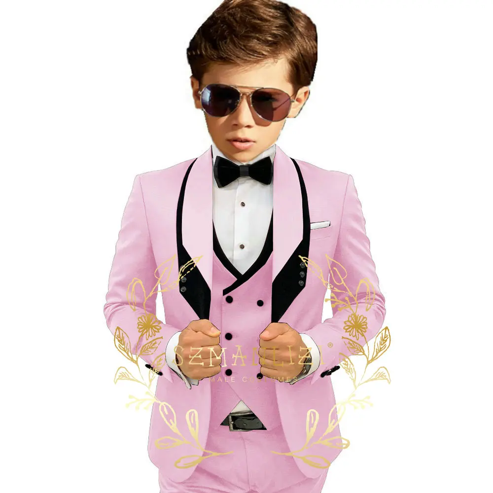 Formal White Boys Formal Suits Clothing Set Kids Coat Vest Pants Wedding Tuxedo Suit Children Blazer Party Costume