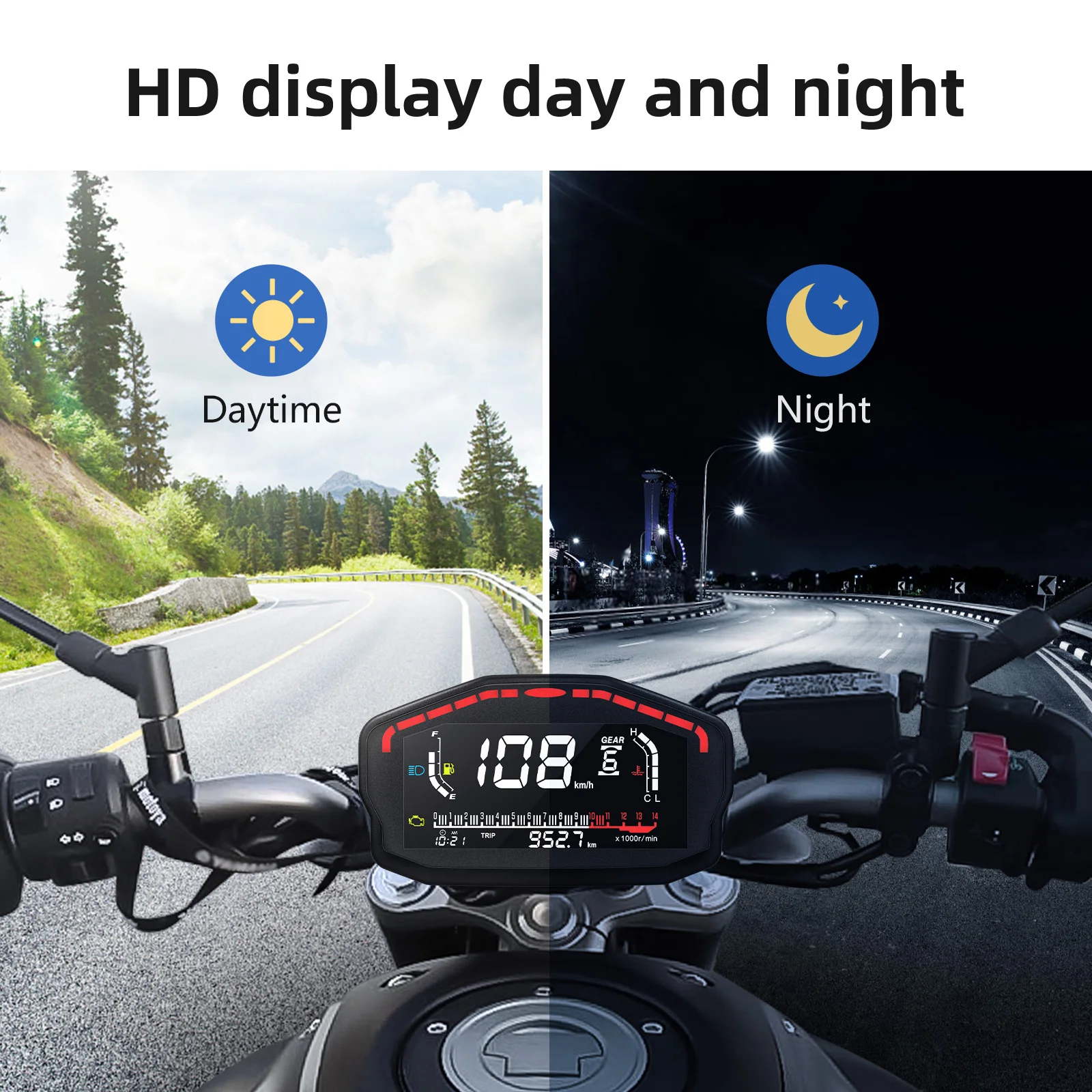 오토바이 범용 LED LCD 속도계 디지털 백라이트 주행 거리계 2,4 실린더 용 Honda For Ducati For Kawasaki Meter
