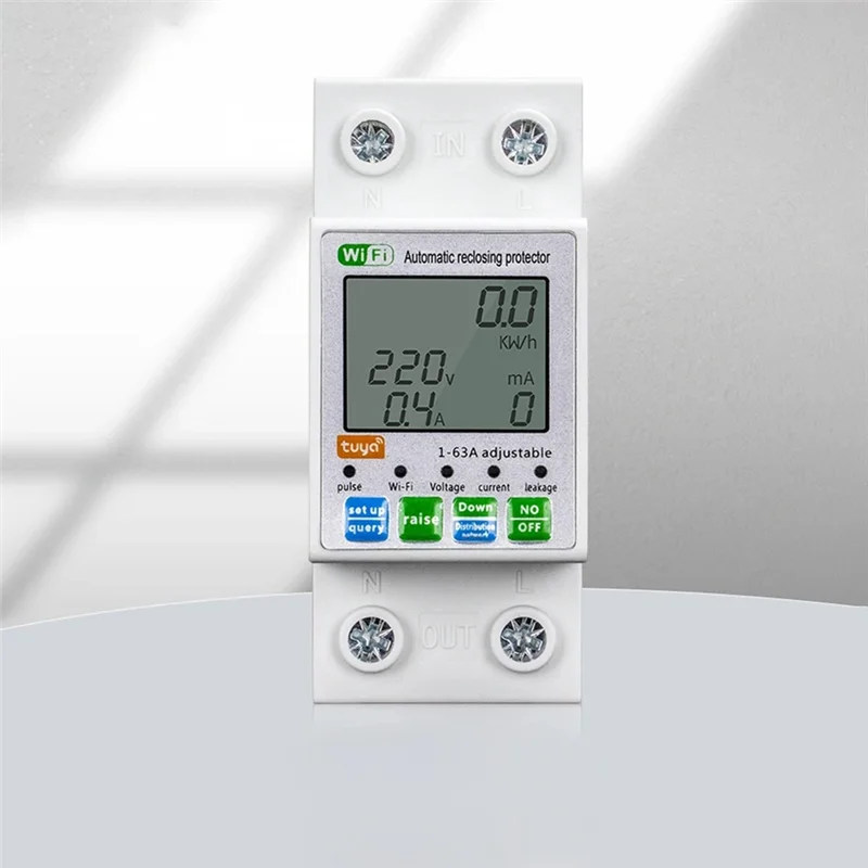 New!Tuya Wifi 1-63A Intelligent Automatic Reclosing Protector Current Voltage Monitoring Meterdisplay Switch Power Meter Easy To