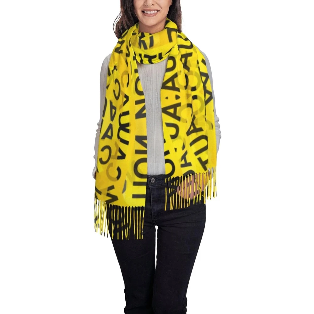 

Womens Scarf Yellow Caution Tape Fashion Shawls Wraps Winter Warm Large Scarves