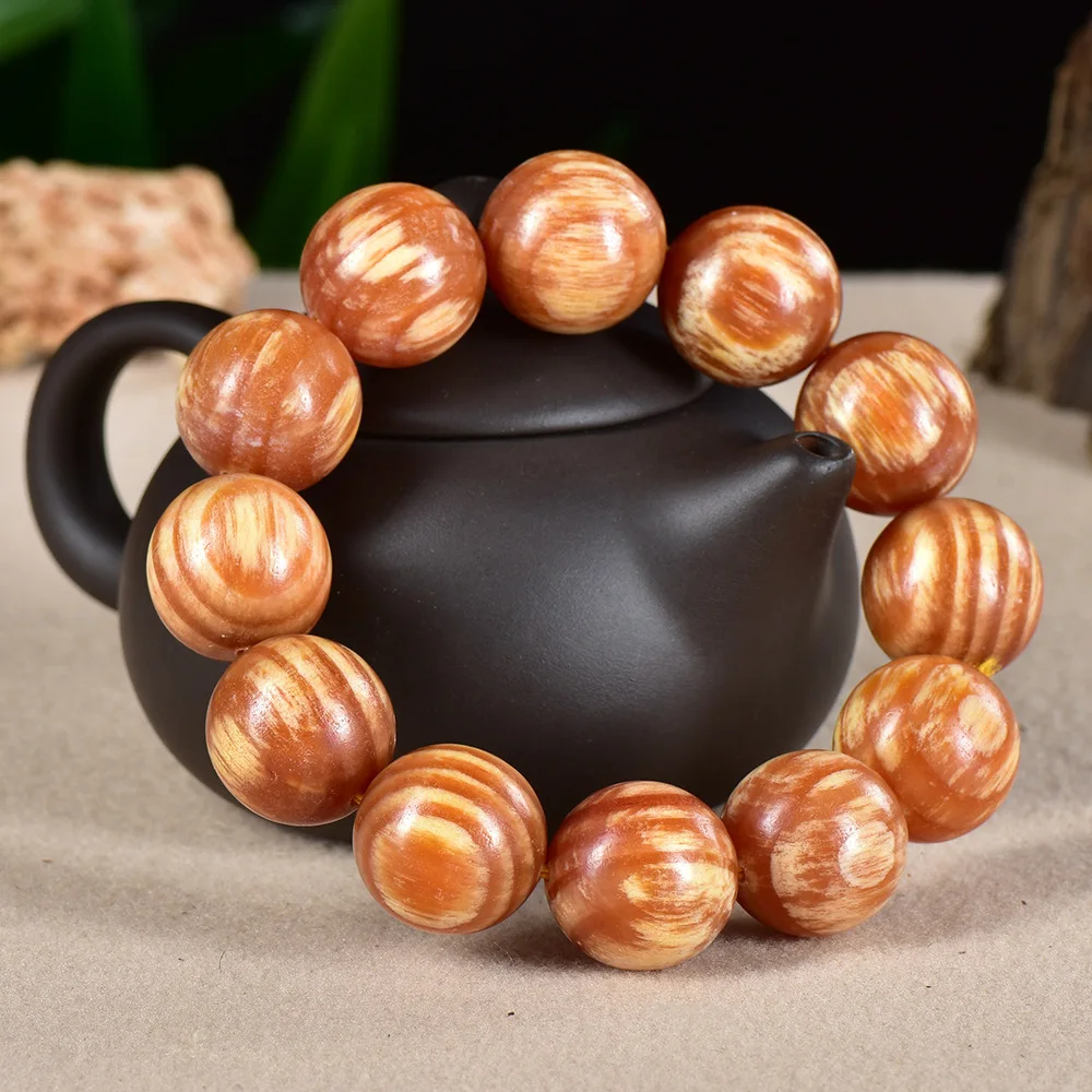 Emperor Blood Dragon Wood HandString 20mm Translucent Agarwood Bracelet Unisex 108 Prayer Buddha Beads Lucky Fortune Blessing
