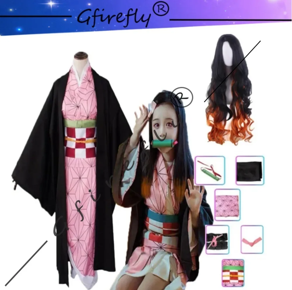 

Anime Cosplay Costume Kimetsu No Yaiba Kamado Nezuko Pink Fake Nail Artificial False Nails Halloween Character Prop