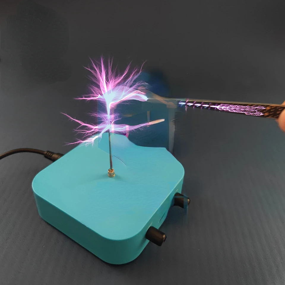 Bluetooth-compatível bobina de tesla musical relâmpago artificial abs capa protetora palma bobina de tesla tensão pulso arco gerador