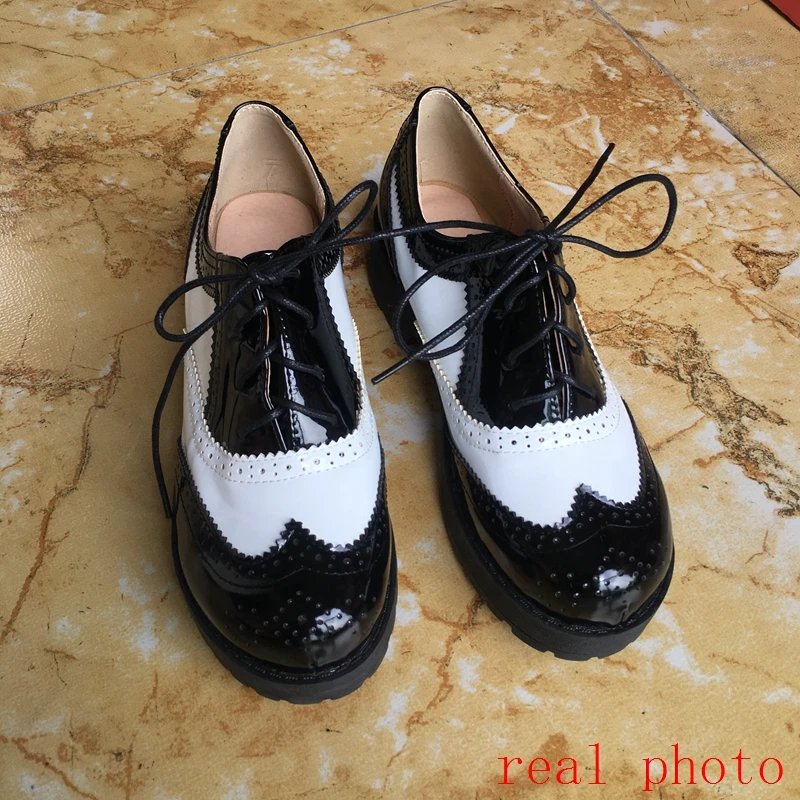 ASILETO British style women brogue shoes cross tied mixed color round toe wingtip oxfords casual footwear sapatos chaussures