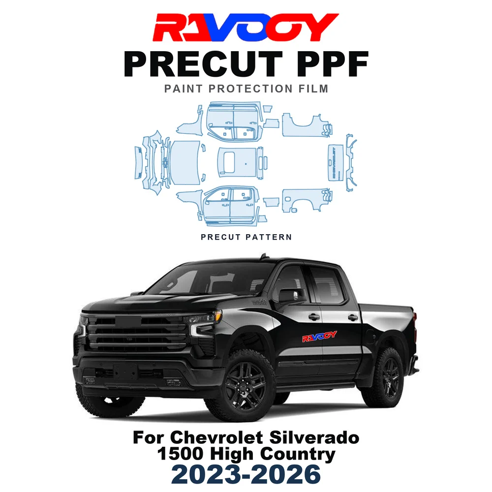 Precut PPF For Chevrolet Silverado 1500 High Country 2023-2026 8.5mil TPU Paint Protection Film Hood Bonnet Bumper Headlight