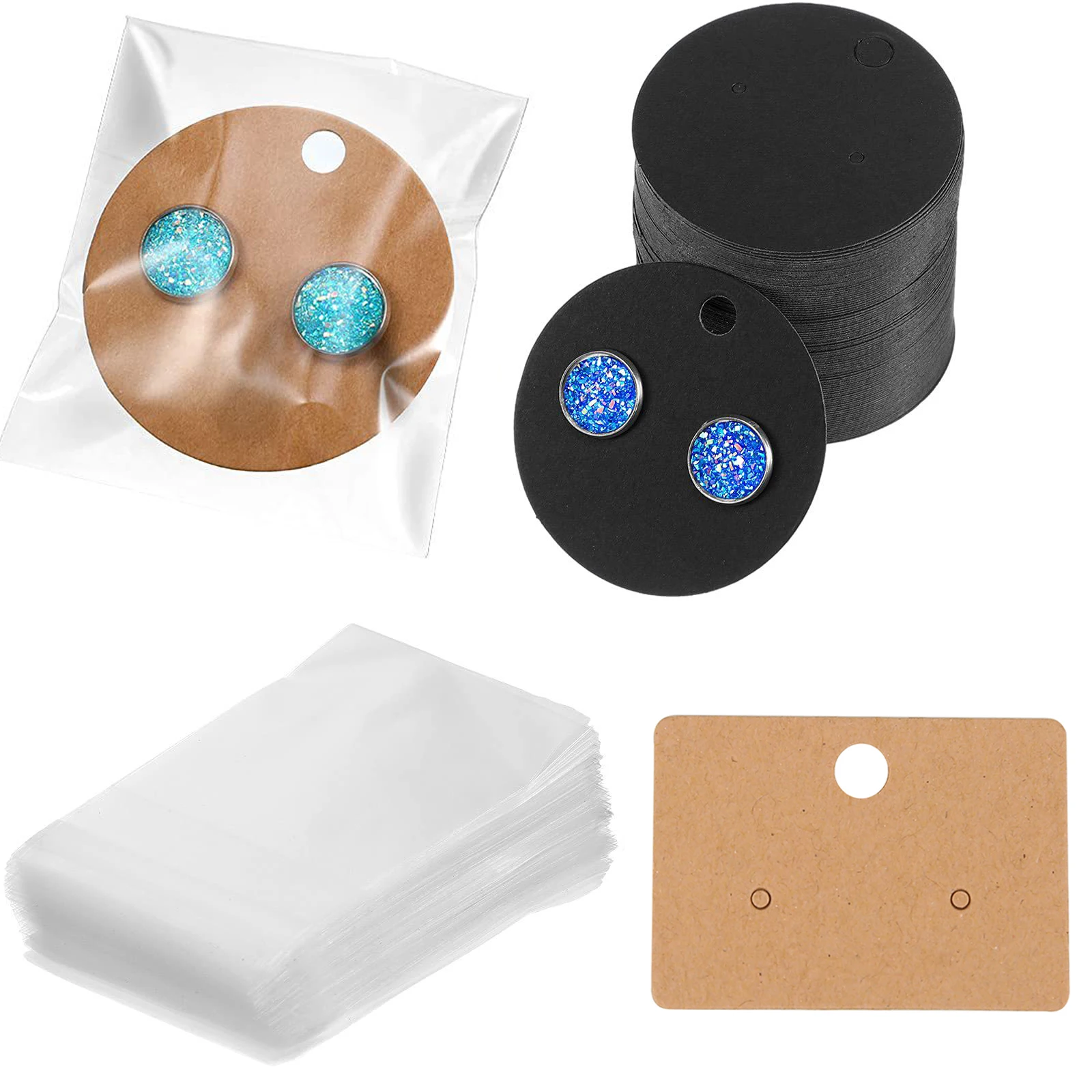 

50 комплектов держателей для сережек-гвоздиков с самоклеящимися пакетами, картонные серьги, органайзеры для карточек, бирка для упаковки ювелирных изделий