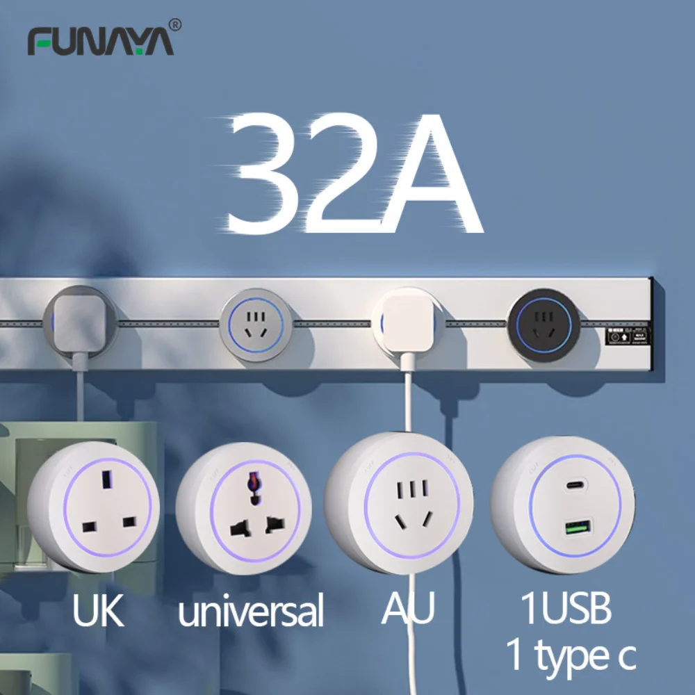 

Rail Track Sockets EU/UK/US/AU Universal 32A 8000W Kicten Office Sliding 110v 220v Plug Removable 2 USB 1 Type C Power Socket