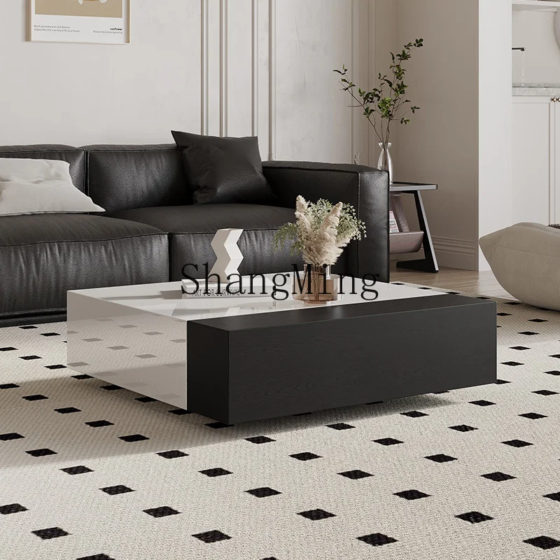 LXY リビングルームバルコニー小さなアパートミニマリスト家庭用正方形無垢材収納コーヒーテーブル組み合わせ