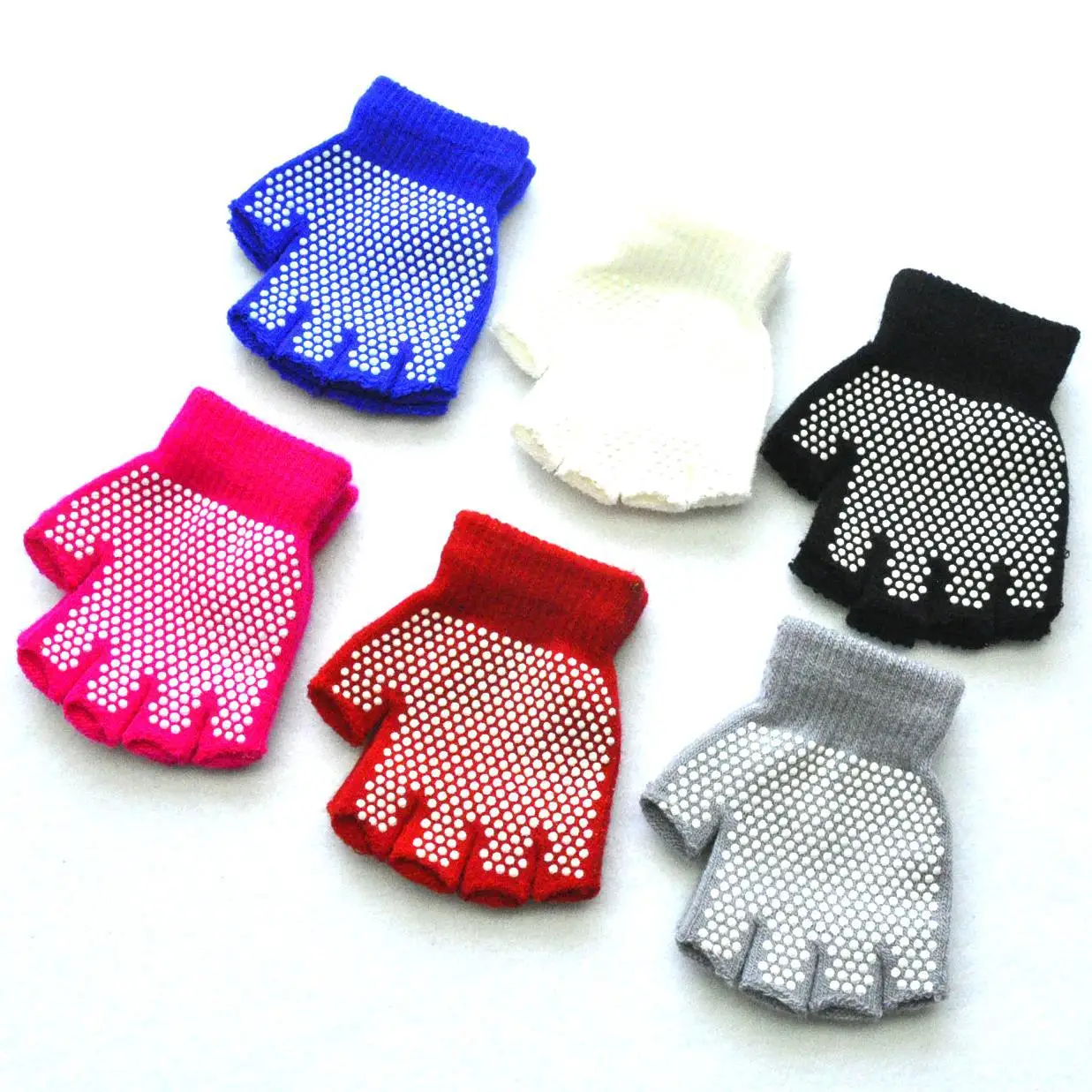 5-12Y Children Winter Half Finger Anti Slip New Knitted Warm Gloves For Boys Girls Student Mittens Outdoor Cycling Skiing Gloves