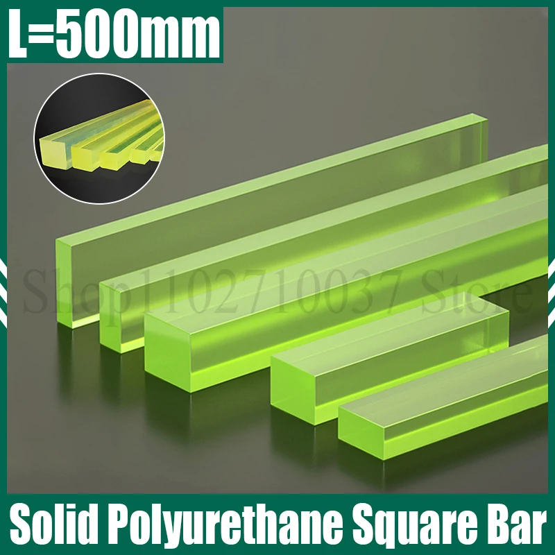 1PCS L=500mm Solid Polyurethane Square Bar Wear Corrosion Resistant Rectangular Rubber Block High Elasticity Beef Tendon