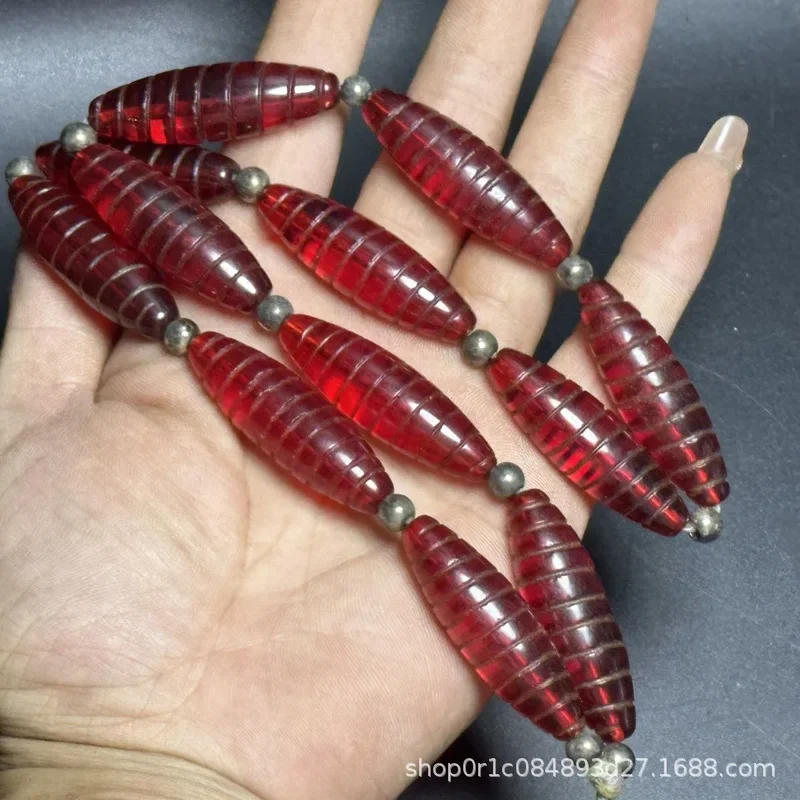 Antique Vintage Glass Thread-Shaped Beads Tube Bead Necklace