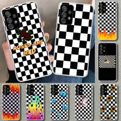 Black White Checkered Phone Case for Samsung Galaxy A17 A16 A26 A36 A56 A57 A37 A15 A25 A35 A55 A14 A24 A34 A54 A13 A23 A33 A53