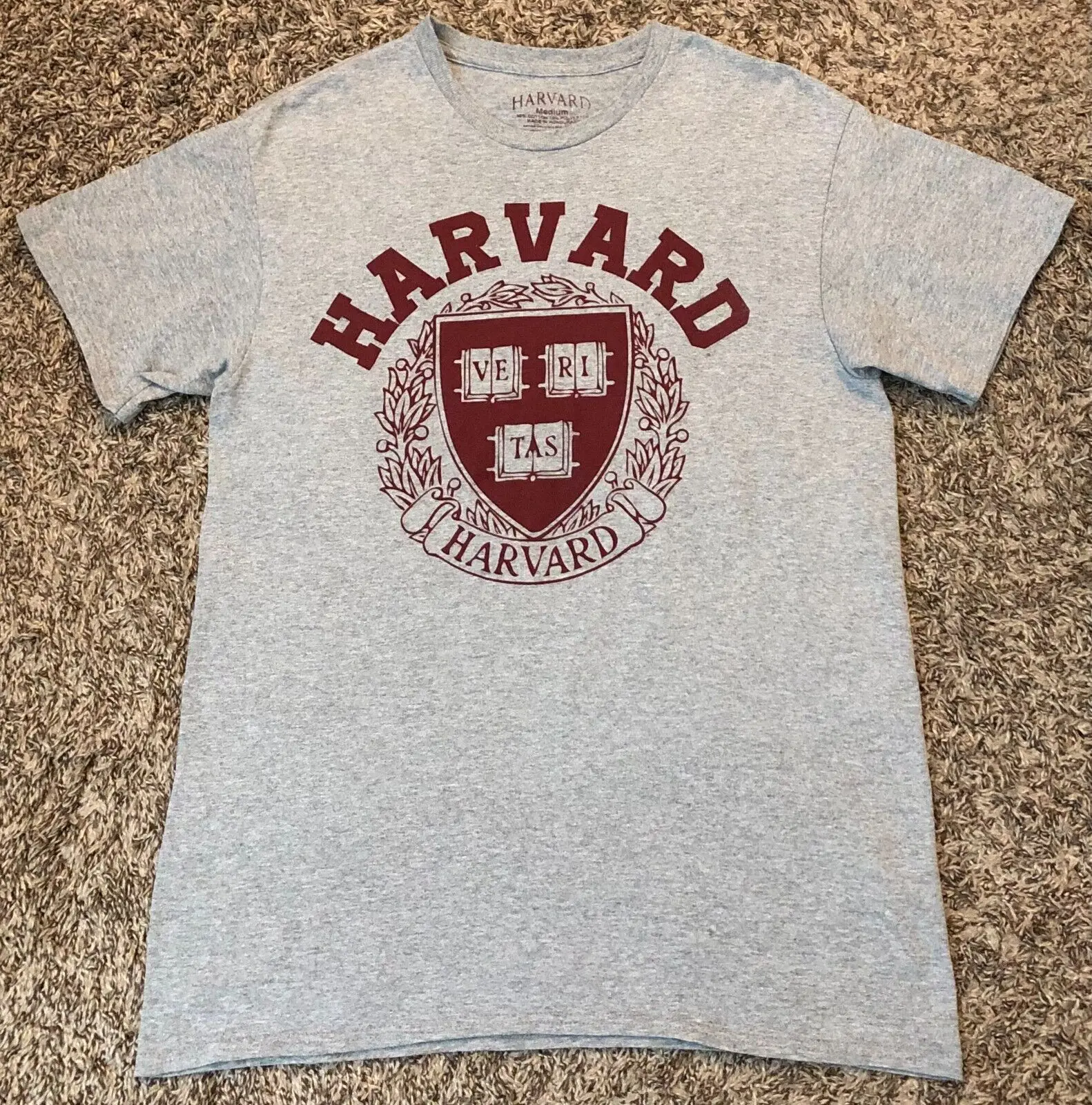 Harvard Official VE RI TAS Graphic Men\'s Gray T-Shirt Size M