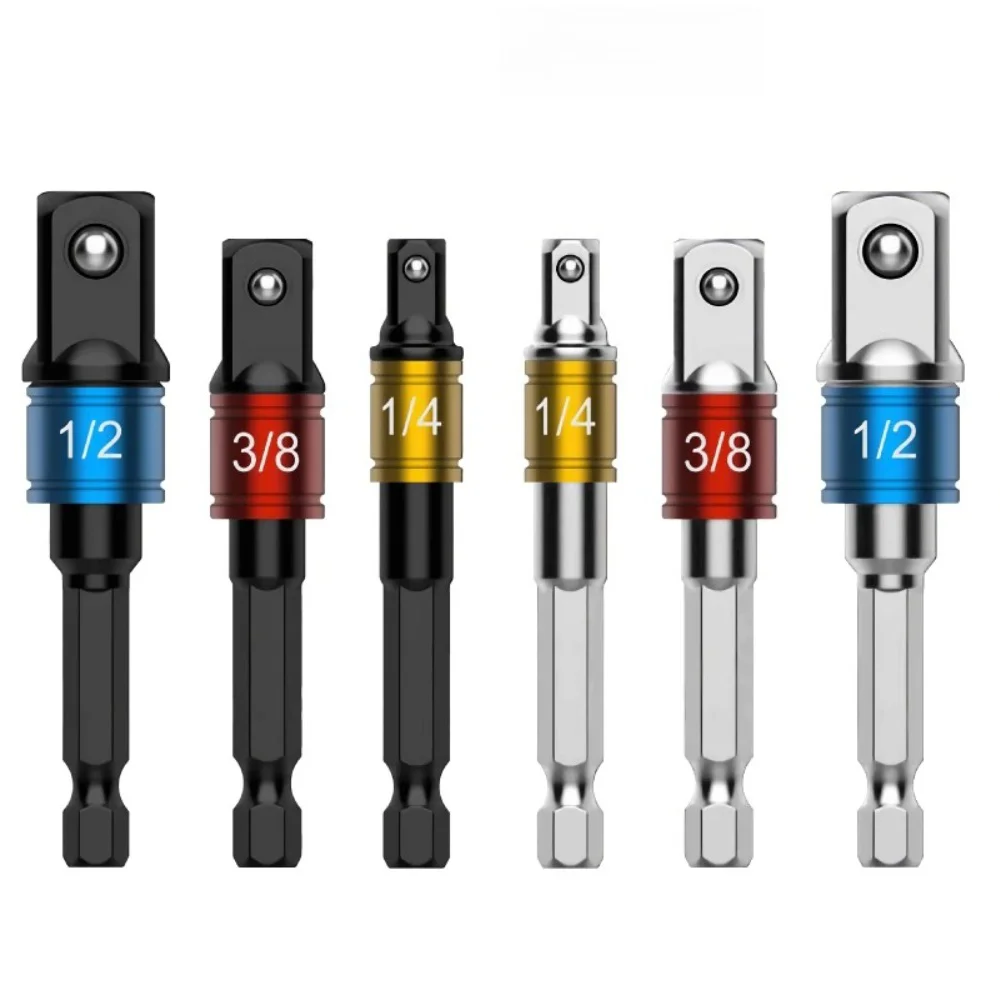 Adaptador de Chave Hexagonal 3 Peças: Extensor de Cabeça Quadrada para Furadeira Elétrica e Acessórios de Ferramentas de Impacto