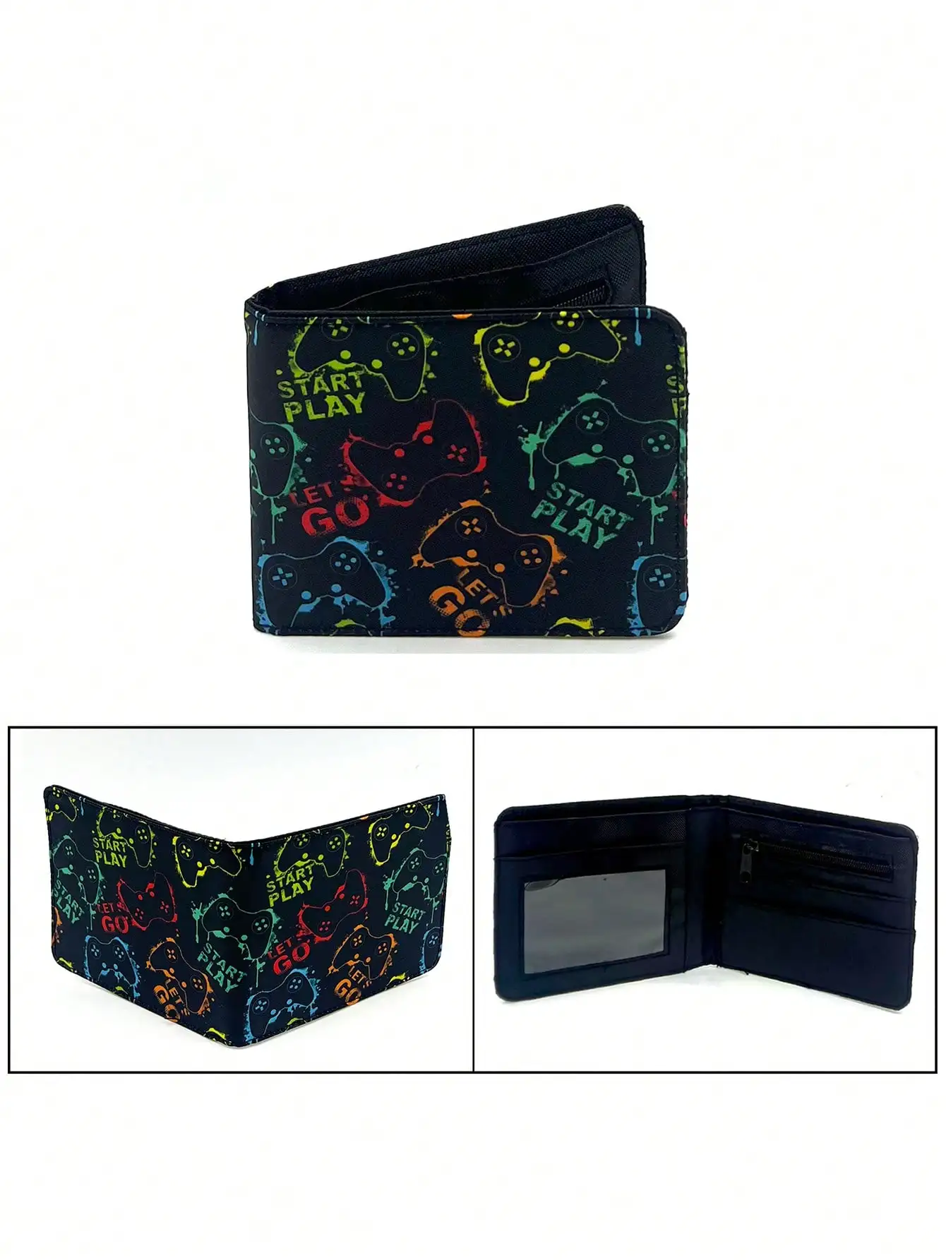 

Teen Boys Cool Wallet Fabric Wallets Credit Id Card Cash Holder Cute Kawaii Aesthetic Wallets With Coin Pocket Id Window For Teen Boy Male Youth Guys Boy Teenager (Game/Dinosaur)