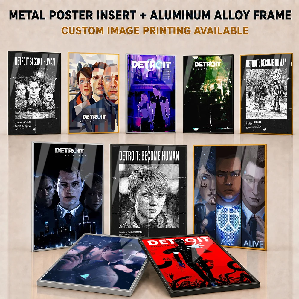 Detroit Become Human Framed Aluminum Metal Posters Customized Photo Gaming Inspired Wall Art For Home Office And Computer Room