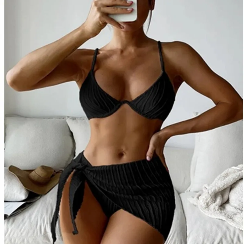 NewinsSexy Solid Color Bikini Two-Piece SwimsuitbikiniThree Pieces