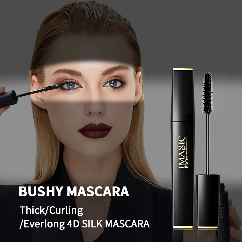 IMAGIC Black Silk Fiber Mascara Waterproof Lengthens Eyelashes Lasting Lash Long Curling Extensions Fast Dry Korean Cosmetics