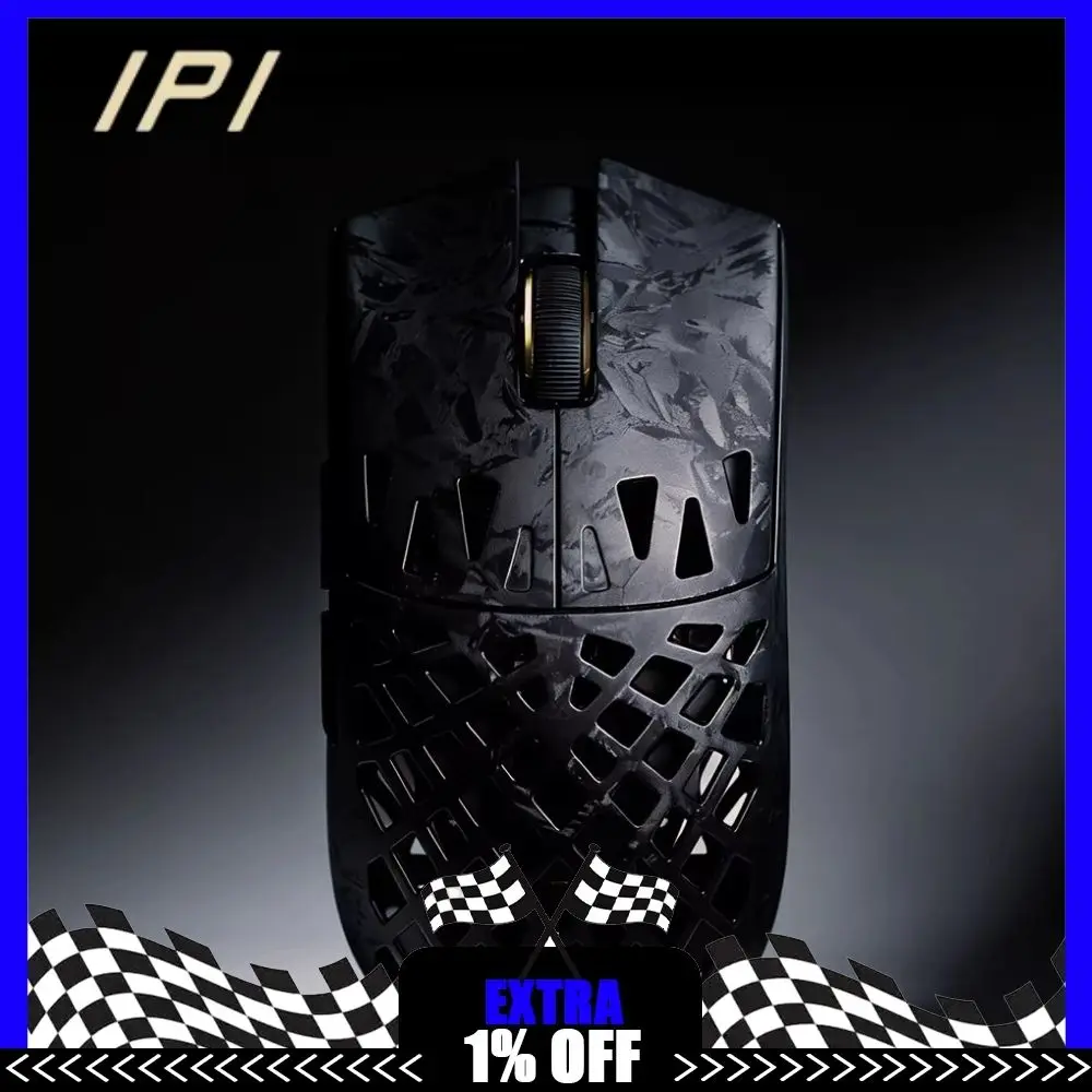 IPI FLY Carbon Fiber Wireless Mouse PAW3950 3 Mode Bluetooth Dual 8k Carbon Hollowed Out Gaming Esports Lightweight Mouse Gift